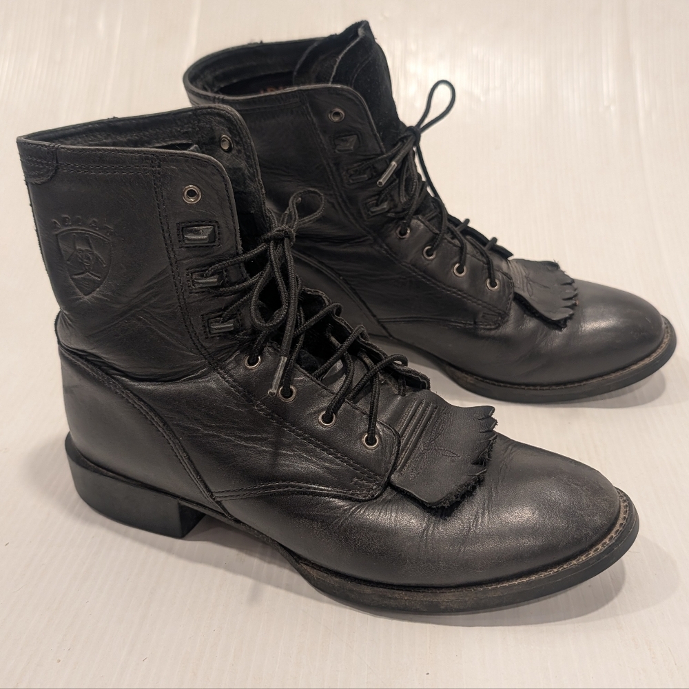 ARIAT Women's Heritage Ii Distressed Lacer Black Leather Boots Size 9 - Picture 11 of 11